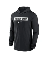 Nike Men's Black Michigan State Spartans Sideline Hoodie Performance Long Sleeve T-Shirt