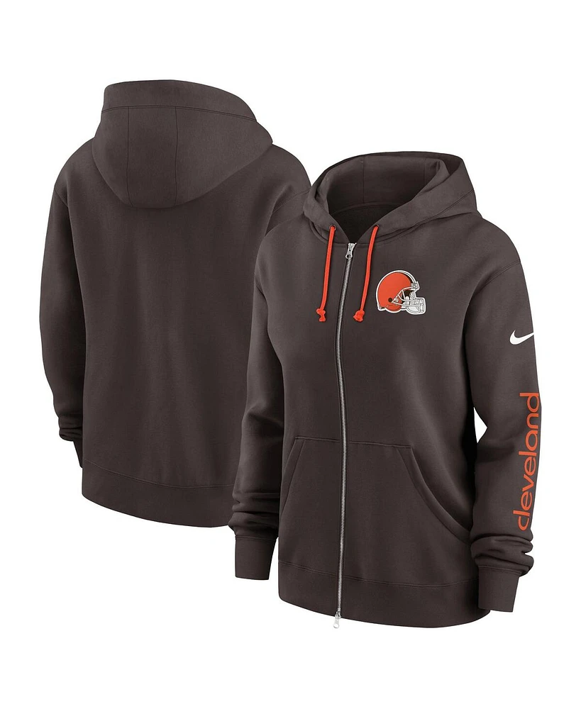 Nike Women's Brown Cleveland Browns Phoenix Hoodie Full-Zip Sweatshirt