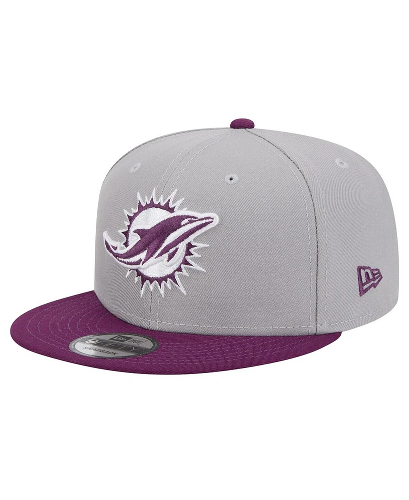 New Era Men's Gray/Purple Miami Dolphins Two-Tone Color Pack 9FIFTY Snapback Hat