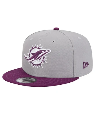 New Era Men's Gray/Purple Miami Dolphins Two-Tone Color Pack 9FIFTY Snapback Hat