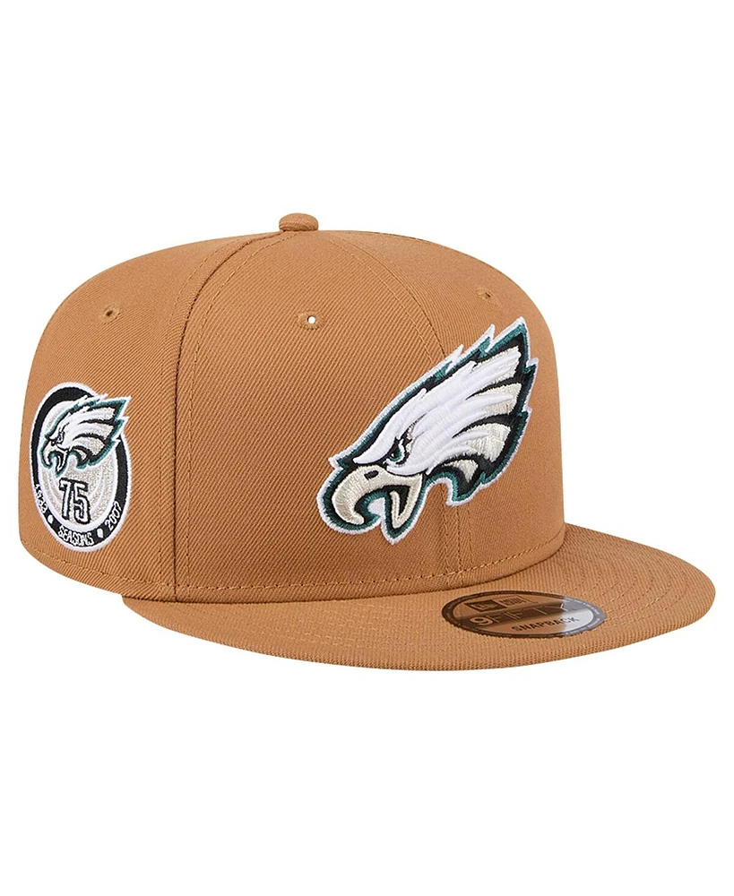 New Era Men's Tan Philadelphia Eagles Color Pack 9FIFTY Snapback Hat with Side Patch