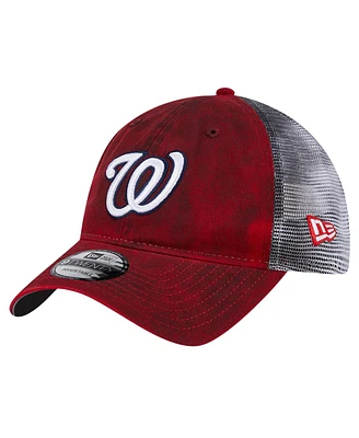 New Era Men's Red Washington Nationals Team Slick Trucker 9TWENTY Adjustable Hat