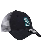 New Era Men's Navy Seattle Mariners Team Slick Trucker 9TWENTY Adjustable Hat