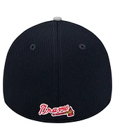 New Era Men's Gray/Navy Atlanta Braves Visor Trim 39THIRTY Flex Hat