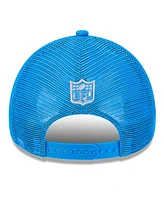 New Era Men's Stone/Blue Detroit Lions 2024 Sideline Historic 9FORTY A-Frame Trucker Adjustable Hat