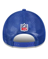 New Era Men's Stone/Royal New England Patriots 2024 Sideline Historic 9FORTY A-Frame Trucker Adjustable Hat