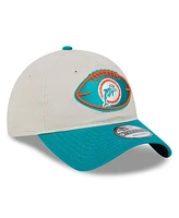 New Era Men's Stone/Aqua Miami Dolphins 2024 Sideline Historic 9TWENTY Adjustable Hat