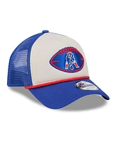 New Era Men's Stone/Royal New England Patriots 2024 Sideline Historic 9FORTY A-Frame Trucker Adjustable Hat