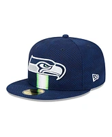 New Era Men's College Navy Seattle Seahawks 2024 Sideline 59FIFTY Fitted Hat