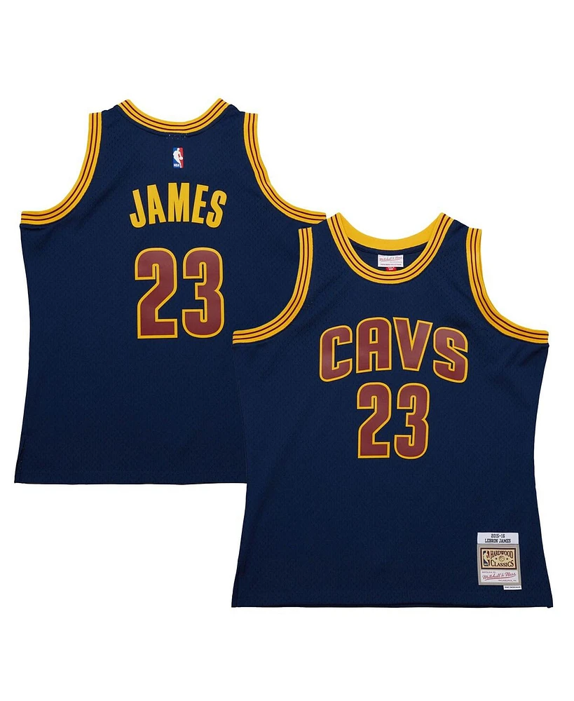 Mitchell & Ness Men's LeBron James Navy Cleveland Cavaliers 2015/16 Hardwood Classics Swingman Jersey