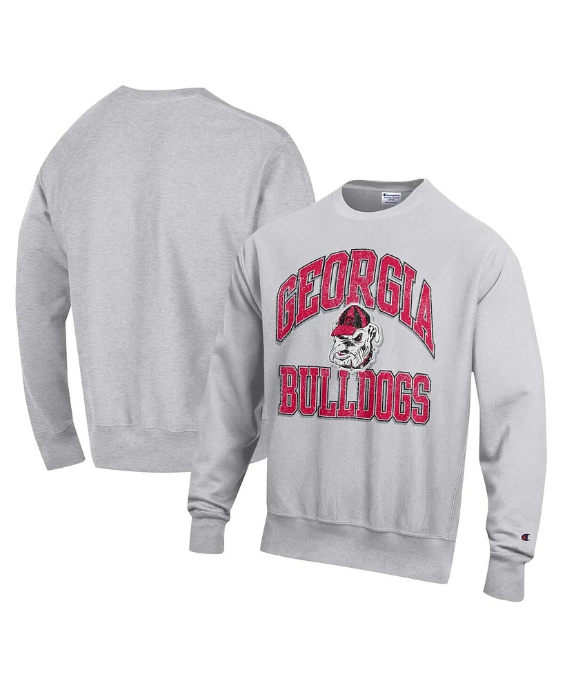 Champion Men's Heather Gray Georgia Bulldogs Vault Late Night Reverse Weave Pullover Sweatshirt