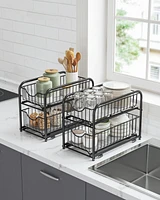 Slickblue 2-Tier Pull Out Cabinet Organizer, Stackable Under Sink Organizer with Storage Basket Drawer Set of 2