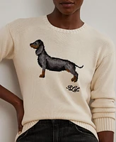 Lauren Ralph Women's Intarsia-Knit Dachshund Cotton Sweater, Regular & Petite