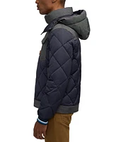 Scotch & Soda Men's Oren Hybrid Denim Puffer Jacket with Removable Hood