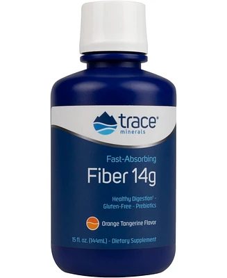 Trace Minerals Fast Absorbing Fiber 14g Liquid Supplement | Natural Additive for Healthy Digestion and Normal Bowel Movement | Gluten Free | Orange Ta