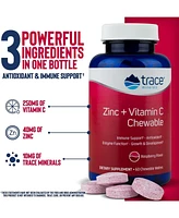 Trace Minerals Zinc + Vitamin C Chewable | Immune Support, Antioxidant, Enzyme Function, Growth & Development | Gummy | Raspberry | 60 Chewable Wafers
