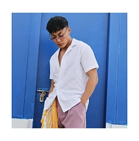Men's Chalk White Creased-Check Shirt