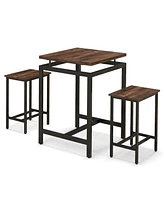 Sugift 3 Pieces Pub Dining Table Set with Floating Tabletop and Footrest