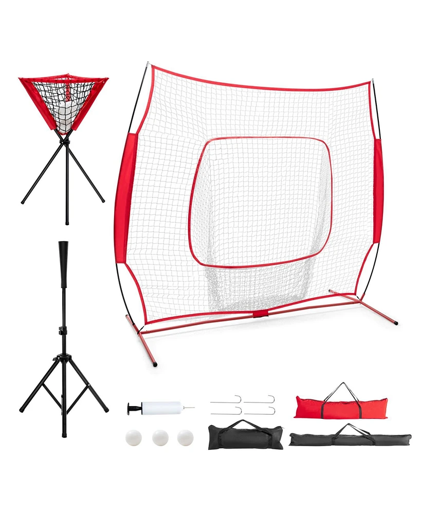 Vebreda Portable Practice Net Kit with 3 Carrying Bags-Red