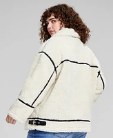 And Now This Trendy Plus Faux Sherpa Moto Jacket, Exclusively at Macy's