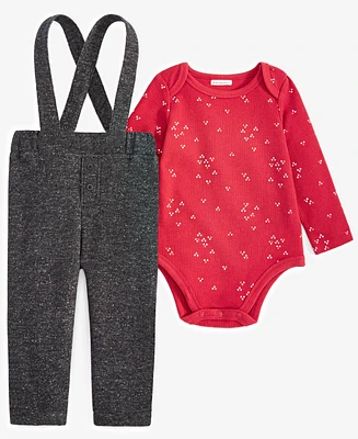 First Impressions Baby Boys Bodysuit & Marled Overalls, 2 Piece Set, Created for Macy's