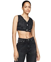 Tommy Jeans Women's Rhinestone Cropped Denim Vest