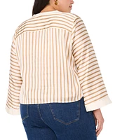 Vince Camuto Women's Plus Tie-Hem Striped Wide-Sleeve Blouse