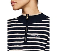 Tommy Jeans Women's Metallic Tipped Quarter-Zip Sweater Dress