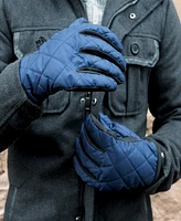 Isotoner Signature Men's Diamond Quilted Pongee and Spandex Water Repellent Touchscreen Gloves