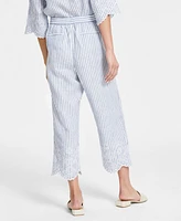 Charter Club Petite Linen High-Rise Cropped Pants, Created for Macy's