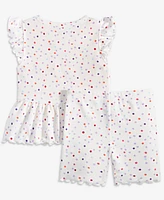 Epic Threads Toddler Girls Dot-Print Rib Ruffled Top & Shorts, 2 Piece Set, Created for Macy's