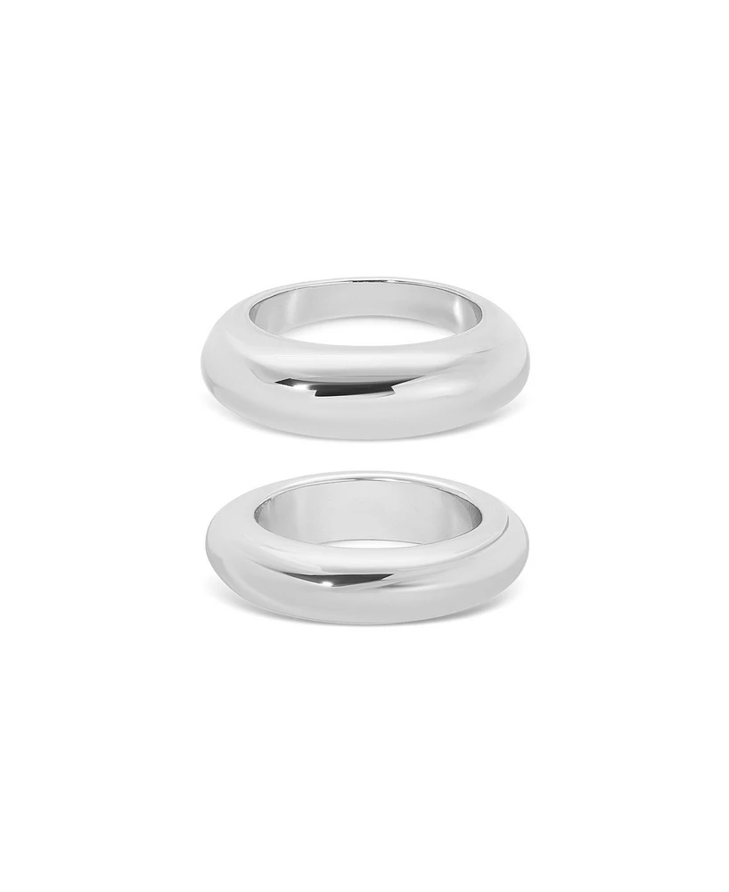 Ettika Silver Plated Dome Ring Set