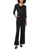 Vince Camuto Women's Sequined Cowlneck 3/4-Sleeve Top