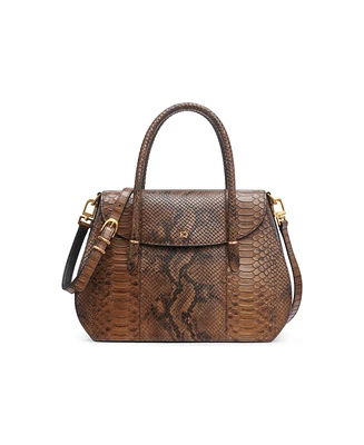 Donna Karan Bellerose Double Top Handle Python Satchel