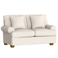 66" White Sofa Couch 2 Seater Fabric Loveseat for Living Room