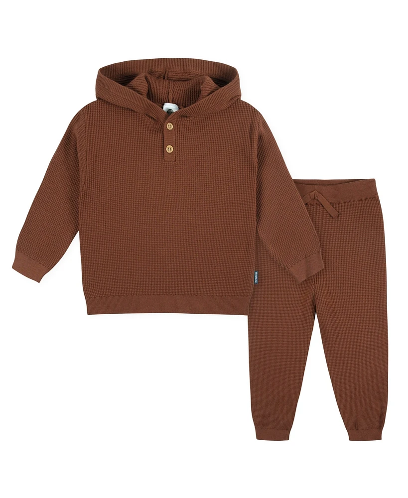 Gerber Toddler Boys Hooded Sweater Top and Pant Knit Set