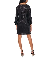 Msk Petite Sequined Bell-Sleeve Cocktail Dress