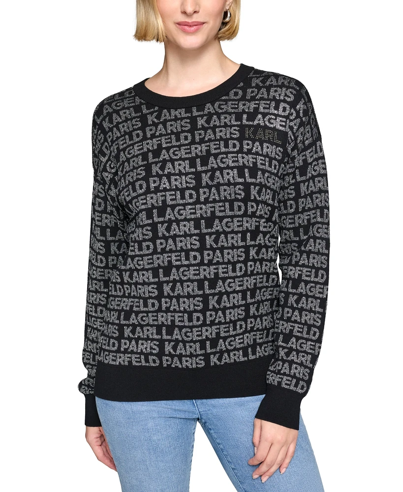 Karl Lagerfeld Paris Petite Pullover Logo Sweater