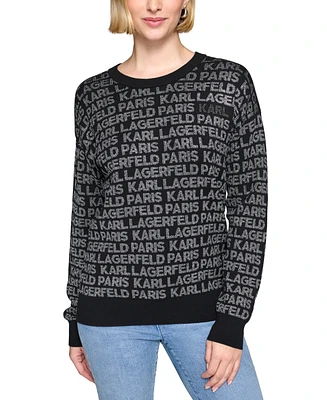 Karl Lagerfeld Paris Petite Pullover Logo Sweater