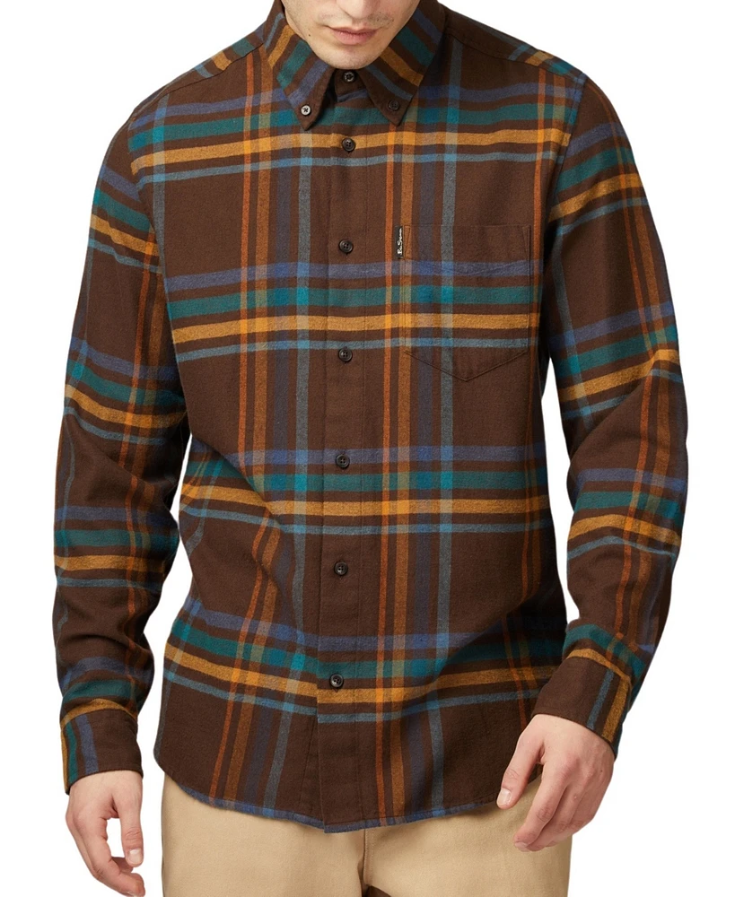 Ben Sherman Men's Regular-Fit Oversized Brushed Check Button-Down Shirt