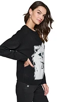 Karl Lagerfeld Paris Women's Choupette Cat Crewneck Sweater