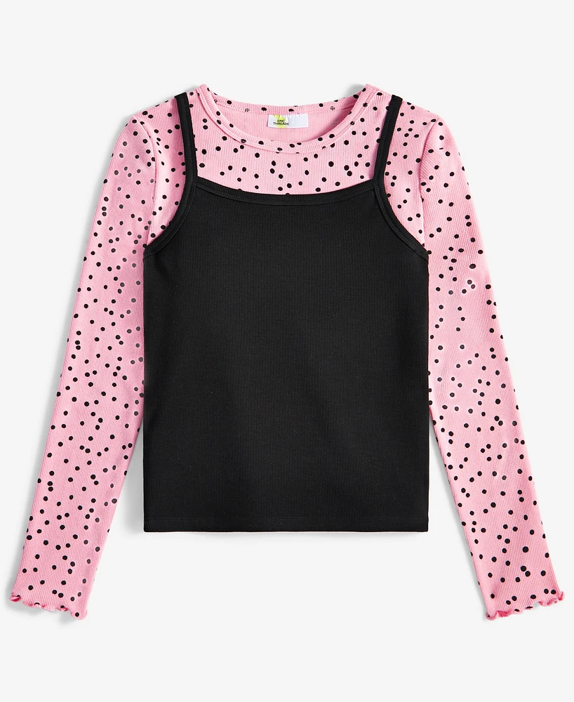 Epic Threads Little & Big Girls Dot-Print Layered-Look Long-Sleeve Top, Exclusively at Macy's