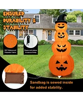 Costway 8FT Halloween Inflatable Stacked Pumpkins Blow-up Holiday Decoration w/ Led Lights