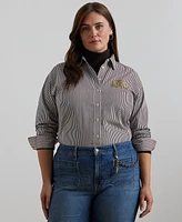 Lauren Ralph Lauren Plus Size Relaxed-Fit Striped Broadcloth Shirt