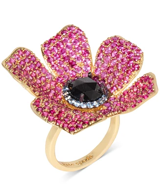 Kate Spade New York Gold-Tone Cubic Zirconia Flower Statement Ring