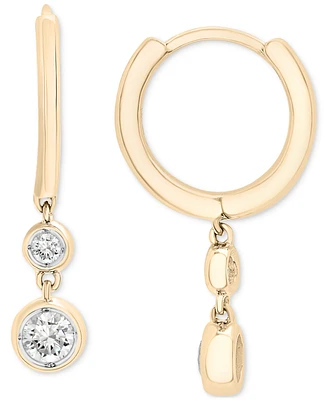 Wrapped Diamond Double Bezel Dangle Hoop Earrings (1/4 ct. t.w.) in 14k Gold, Created for Macy's