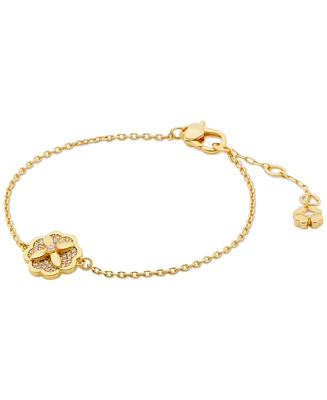 Kate Spade New York Gold-Tone Pave Flower Charm Link Bracelet