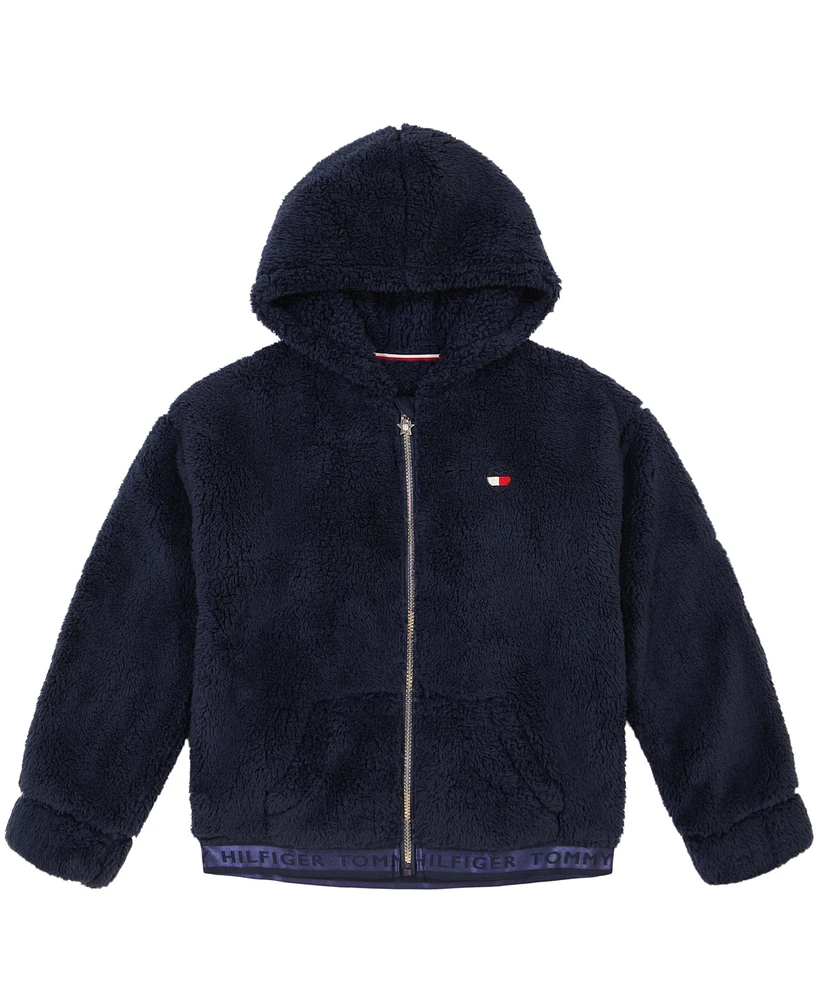 Tommy Hilfiger Toddler and Little Girls Minky Zip Front Hoodie