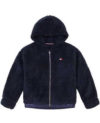 Tommy Hilfiger Toddler and Little Girls Minky Zip Front Hoodie