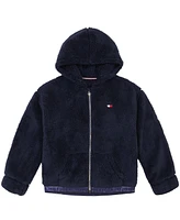 Tommy Hilfiger Toddler and Little Girls Minky Zip Front Hoodie